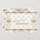 Charm Gold White Great Gatsby Wees mijn bruidsmeis Kaart (Voorkant / Achterkant)