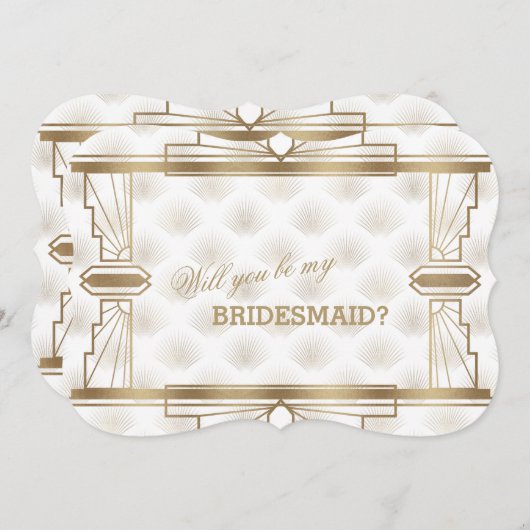 Charm Gold White Great Gatsby Wees mijn bruidsmeis Kaart (Voorkant / Achterkant)