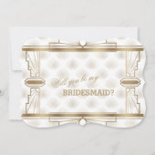 Charm Gold White Great Gatsby Wees mijn bruidsmeis Kaart (Voorkant)