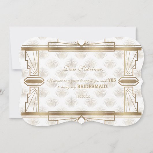 Charm Gold White Great Gatsby Wees mijn bruidsmeis Kaart (Achterkant)