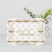 Charm Gold White Great Gatsby Wees mijn bruidsmeis Kaart (Staand voorkant)