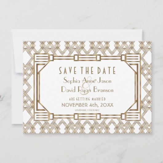 Charm Goud Zwart Great Gatsby Jaren 20 Save The Da Save The Date (Voorkant)