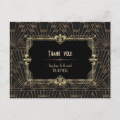 Charm Goud Zwart Great Gatsby Trouw Dank Je Briefkaart (Voorkant)