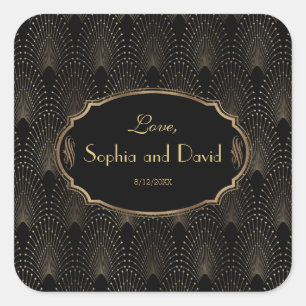 Charm Great Gatsby  1920s Art Deco Wedding Vierkante Sticker