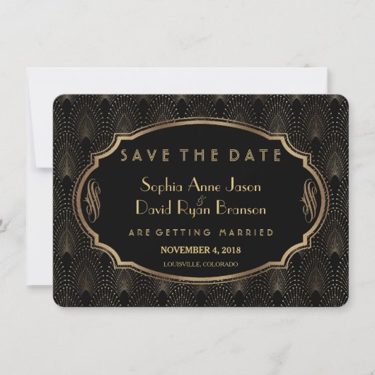Charm Great Gatsby 20s Art Deco Save The Date (Voorkant)