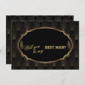 Charm Great Gatsby Art Deco Wedding BEST MAN Kaart (Voorkant / Achterkant)