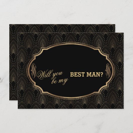 Charm Great Gatsby Art Deco Wedding BEST MAN Kaart (Voorkant / Achterkant)