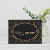 Charm Great Gatsby Art Deco Wedding BEST MAN Kaart (Staand voorkant)