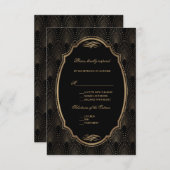 Charm Great Gatsby Vintage Art Deco Huwelijks RSVP (Voorkant / Achterkant)