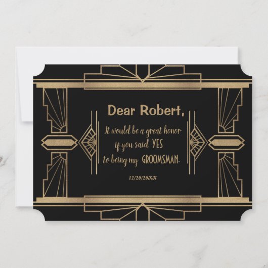 Charm Great Gatsby ZAL U MIJN GROOMSMAN ZIJN Kaart (Achterkant)