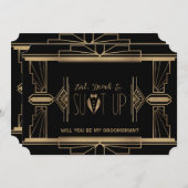 Charm Great Gatsby ZAL U MIJN GROOMSMAN ZIJN Kaart (Voorkant / Achterkant)