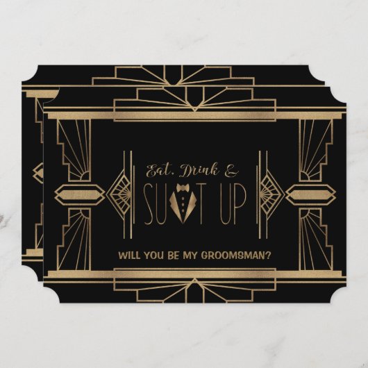 Charm Great Gatsby ZAL U MIJN GROOMSMAN ZIJN Kaart (Voorkant / Achterkant)