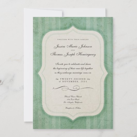  Charm Green Monogram Wedding Invitations Kaart (Voorkant)