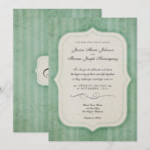  Charm Green Monogram Wedding Invitations Kaart (Voorkant / Achterkant)