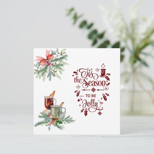 Charm Greenery is het kerstscript voor de seizoens Kaart (Staand voorkant)