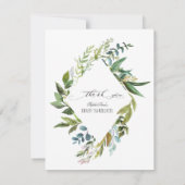 Charm Greenery Lijst Gold Photo Baby shower Bedankkaart (Achterkant)