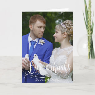 Charm Handschrift Trouwfoto Dank u script. Bedankkaart