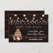 Charm Herfst Burgundy Floral Wine Barrel Wedding Save The Date (Voorkant / Achterkant)
