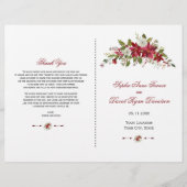 Charm Holiday Red Poinsettia Wedding Programme (Voorkant)