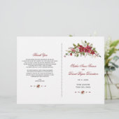 Charm Holiday Red Poinsettia Wedding Programme (Staand voorkant)