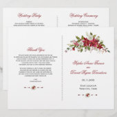 Charm Holiday Red Poinsettia Wedding Programme (Voorkant / Achterkant)