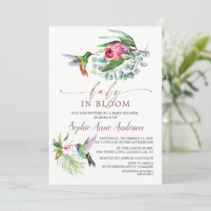 Charm Hummingbird Tropical Flowers Baby in Bloom Kaart