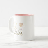 Charm Inspirational Stay Wild Floral Soft Minimal Tweekleurige Koffiemok (Voorkant links)