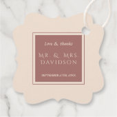 Charm Ivoor Dark Peach Lijst Typografie Trouwen Bedankjes Labels (Achterkant)