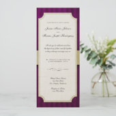  Charm Ivory & Eggplant Monogram Weddenschap Kaart (Staand voorkant)