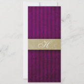  Charm Ivory & Eggplant Monogram Weddenschap Kaart (Achterkant)