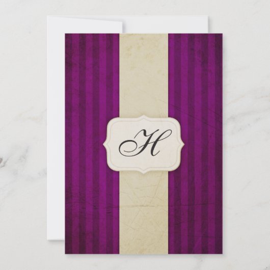 Charm Ivory & Eggplant Wedding Invites Kaart (Achterkant)