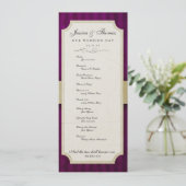  charm Ivory & Eggplant Wedding Programme Programmakaart (Staand voorkant)