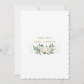 Charm Ivory White Flowers Gold Lijst Baby shower Kaart (Achterkant)