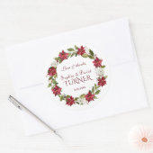 Charm Kerstmis Rood Witte Poinsettia Bruiloft Ronde Sticker (Envelop)
