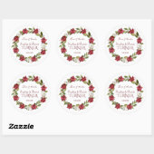 Charm Kerstmis Rood Witte Poinsettia Bruiloft Ronde Sticker (Vel)