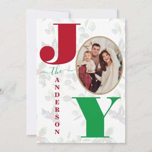 Charm Kleurrijke Joy Script Kerstvakantie Kaart (Voorkant)