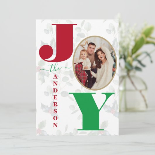 Charm Kleurrijke Joy Script Kerstvakantie Kaart (Staand voorkant)