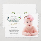 Charm Kolibrie Bloem Foto Meisje Online Doop Kaart (Voorkant / Achterkant)