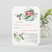 Charm Kolibrie Tropische Bloemen Baby Shower Kaart (Staand voorkant)