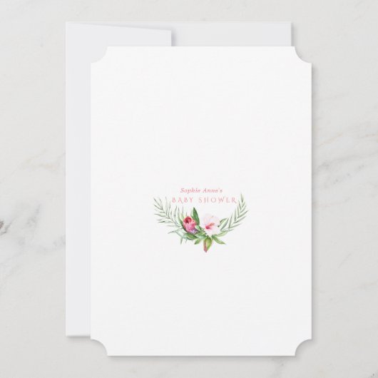 Charm Kolibrie Tropische Bloemen Baby Shower Kaart (Achterkant)