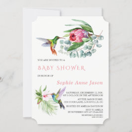 Charm Kolibrie Tropische Bloemen Baby Shower Kaart
