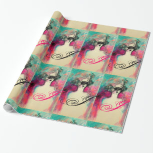 CHARM/Lady met Mask Monogram roze Blauwgroen Groen Cadeaupapier