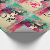 CHARM/Lady met Mask Monogram roze Blauwgroen Groen Cadeaupapier (Hoek)