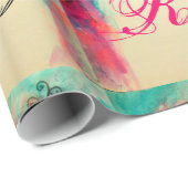 CHARM/Lady met Mask Monogram roze Blauwgroen Groen Cadeaupapier (Rol Hoek)