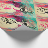 CHARM/Lady met Mask Monogram roze Blauwgroen Groen Cadeaupapier (Hoek)