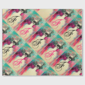 CHARM/Lady met Mask Monogram roze Blauwgroen Groen Cadeaupapier (Vlak)