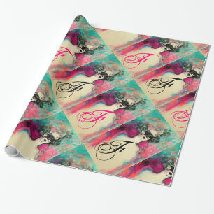 CHARM/Lady met Mask Monogram roze Blauwgroen Groen Cadeaupapier
