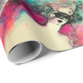 CHARM/Lady met Mask Monogram roze Blauwgroen Groen Cadeaupapier (Rol Hoek)