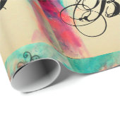 CHARM/Lady met Mask Monogram roze Blauwgroen Groen Cadeaupapier (Rol Hoek)