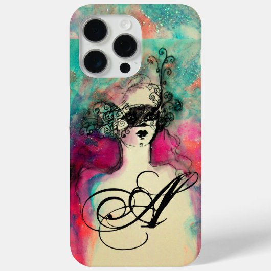 CHARM/Lady met Mask Monogram roze Blauwgroen Groen Case-Mate iPhone Case (Achterkant)